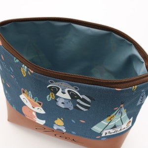 Cosmetic bag customizable for children • Toiletry bag • Toiletry bag • Wash bag forest animal pattern image 4