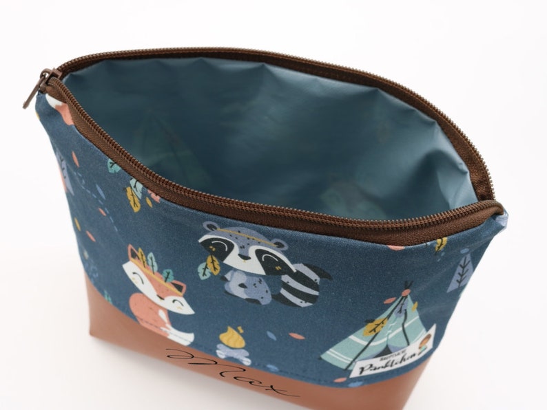 Cosmetic bag customizable for children • Toiletry bag • Toiletry bag • Wash bag forest animal pattern image 4
