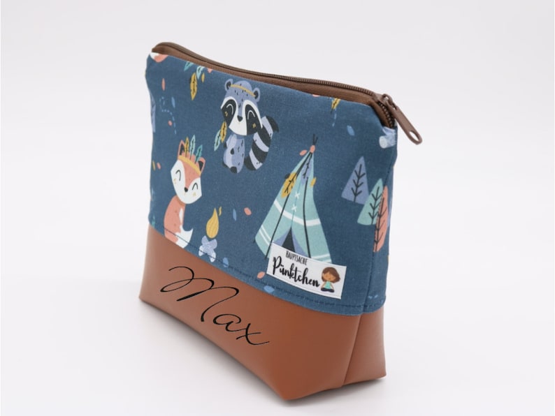 Cosmetic bag customizable for children • Toiletry bag • Toiletry bag • Wash bag forest animal pattern image 2