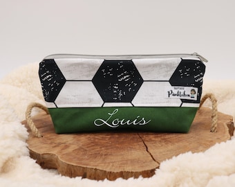 Personalized pencil case for boys • Football pattern pencil case • Green pencil case