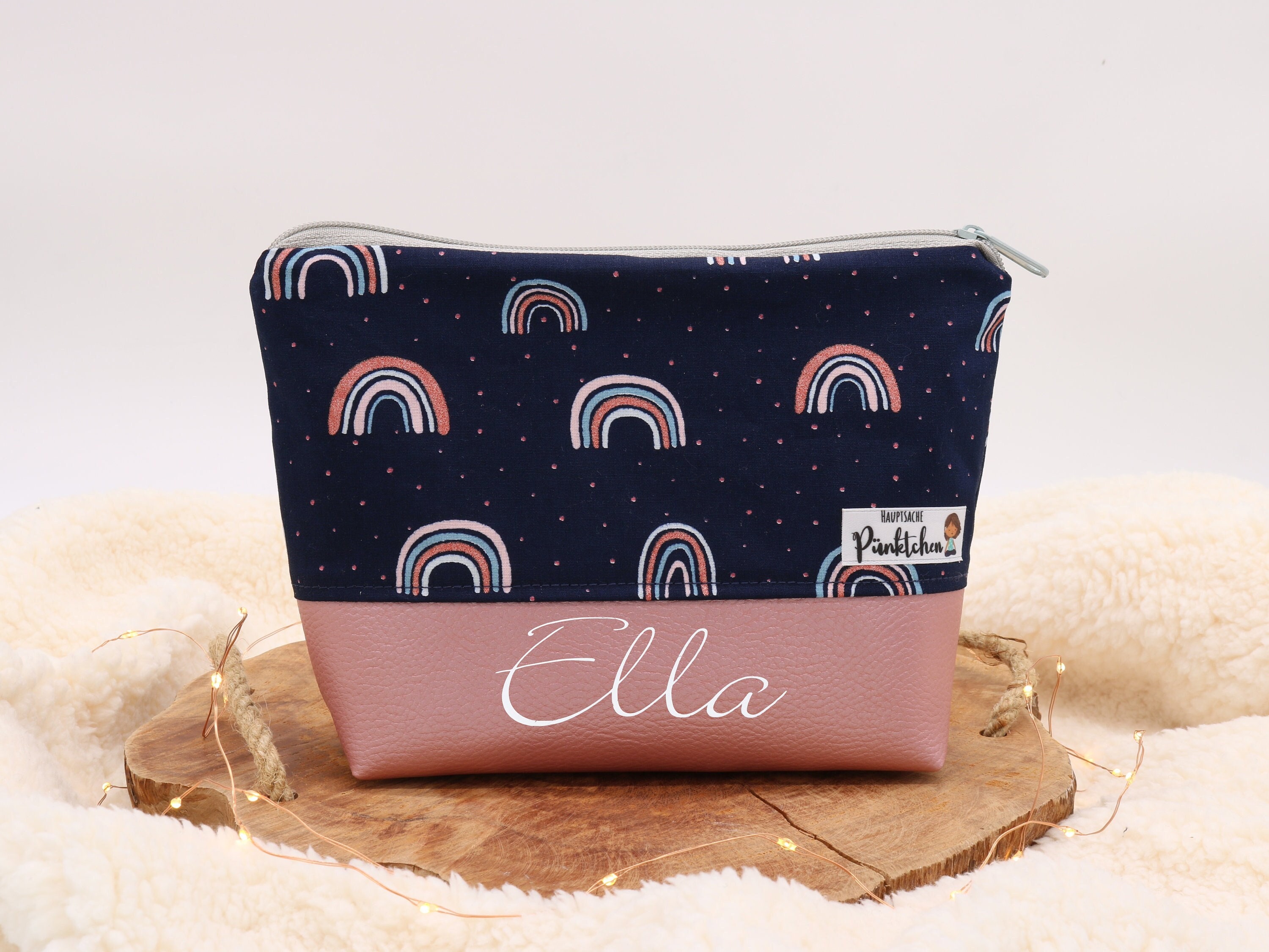 Personalized children's toiletry bag • Toiletry bag with rainbow • Diaper bag with name