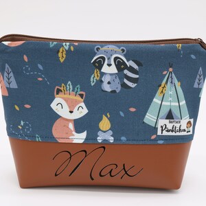 Cosmetic bag customizable for children • Toiletry bag • Toiletry bag • Wash bag forest animal pattern image 10