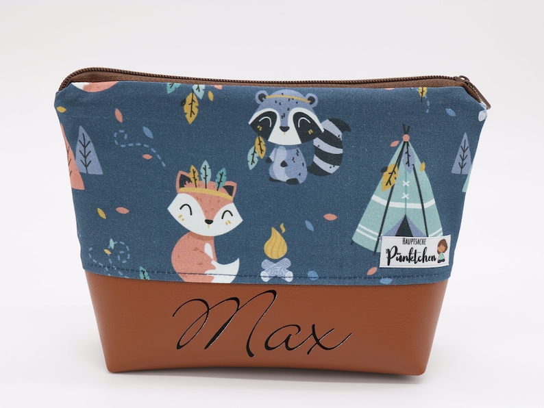 Cosmetic bag customizable for children • Toiletry bag • Toiletry bag • Wash bag forest animal pattern image 10