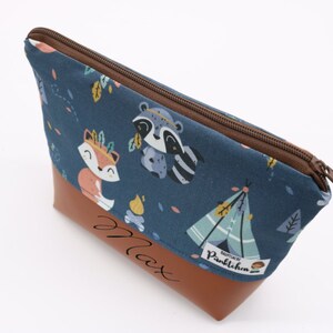 Cosmetic bag customizable for children • Toiletry bag • Toiletry bag • Wash bag forest animal pattern image 8