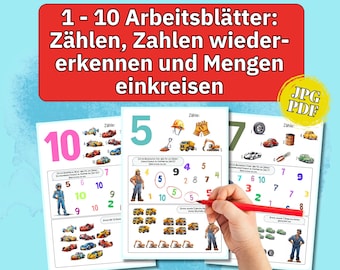 Zahlen üben Montessori zählen lernen Arbeitsblätter Kita Mathe, Vorschule Lernblätter Montessori lernen, Übungsblätter homeschooling deutsch