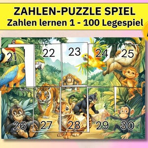 Quebra-cabeça de imagens de animais para crianças, download de jogos pré-escolares, jogo de colocação de números, jogo educativo para crianças, jogo de classificação Montessori, aprender números, pdf