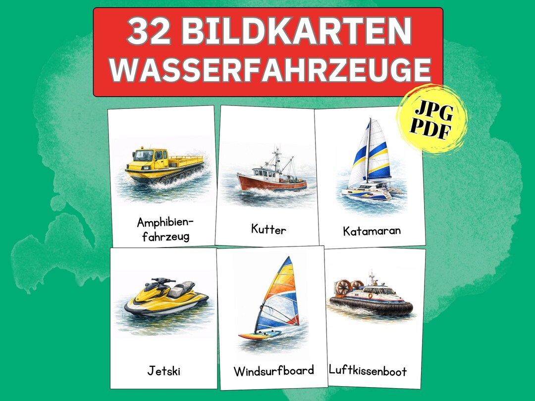 Picture Cards, Watercraft, Learning Cards, Children's Montessori Cards ...