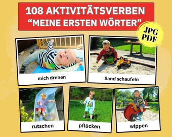 Kinderbilder Aktivitäten Kinder Montessori Lernkarten Deutsch lernen Kinder fördern Bildkarten ausdrucken Fördern Kleinkind PDF Download