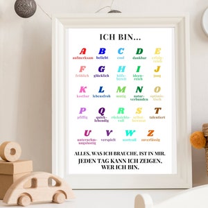 Cartel de afirmaciones para niños, cartel para habitación infantil preescolar, afirmaciones para niños y niñas de regalo, cartel ABC para la vuelta al cole
