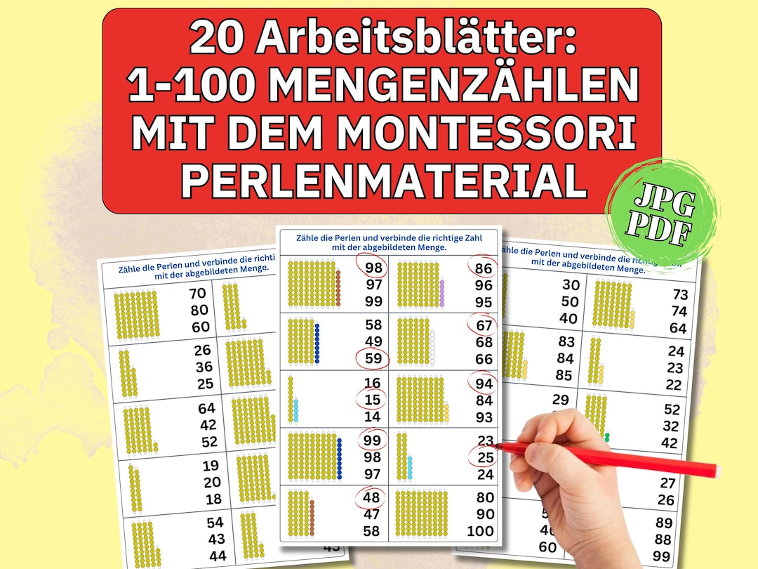 Mathematics Worksheet, Numbers, Montessori Bead Material Template ...
