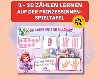 Preschool math, elementary school, Montessori counting game, children's Montessori sorting toy, activity tray, numbers preschool exercises