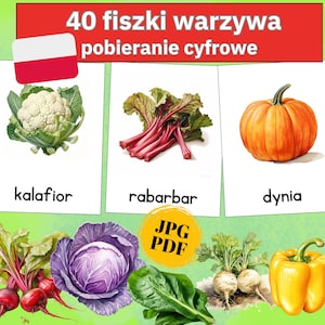 Gemüsesorten flashcards polnisch homeschooling polnische bilder gemüse bildkarten, gesunde ernährung für kinder fiszki warzywa polish prints