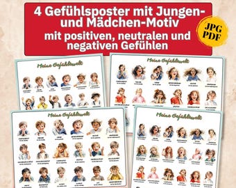 Feelings Poster for Children, Emotions Poster for Children's Room Decor, Montessori Poster for Children, Children's Poster for Children's Faces, Feelings for Children, Learning Poster for Feelings