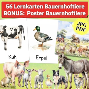 Lernkarten Bauernhof Tiere Bildkarten Bauernhof Bilder Bauernhoftiere, Montessori Kartenset Tiere Bauernhof flashcards Tiere pdf download