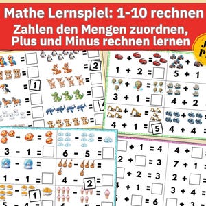 Rechnen lernen Legespiele Zahlen lernen, Arbeitsheft Kinder, Zahlen Spiel Kinder Lernspiele, Sortierspiel Montessori zählen lernen, pdf jpg