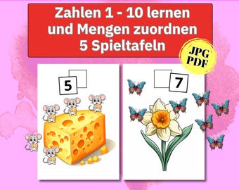Learning game 1-10, learning numbers, understanding quantities, Montessori toddler, learning to count numbers, sorting game, quantity matching, practicing sets and numbers