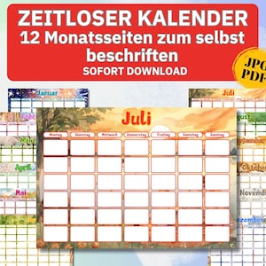 Calendario atemporal, calendario anual, calendario infantil sin fecha, calendario perpetuo naturaleza, calendario eterno Montessori, planificador anual borrable