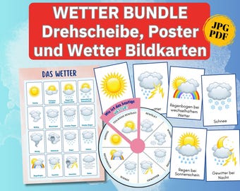 Montessori picture cards weather clock, weather wheel weather poster wall art, toddler room decoration, learning poster weather cards morning circle cards for children
