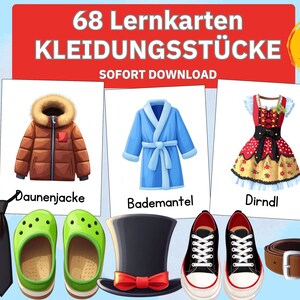 Kleidung Bildkarten für Kinder Karten Illustrationen, Lernmaterial Montessori Kleider Kinder Spielzeug, Kleidungskarten Kita Kleider Kinder