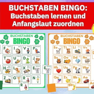 abc Bingo Spiel Kinder lernen Buchstaben Bilder Bingo Vorlage, Sortierspiel Bingo Bilder Alphabet lernern, Legespiel Montessori Buchstaben