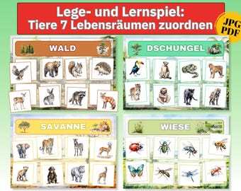 Animal Matching Game, Sorting Game, Montessori Matching Game, Animal Pictures, Habitats, Animal Picture Cards, Animal Matching Game for Printing