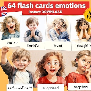 emotie-flitskaarten gevoelens kindergevoelskaarten, emoties-flitskaarten voor peuters gevoelens-flitskaarten, set emotionele regulatiekaarten voor kinderen