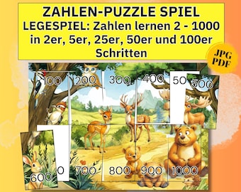 1-1000 Number Puzzle for Children, Preschool Worksheets, Elementary School, Matching Game, Montessori Number Learning Toy, Children's Puzzle