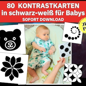 Cartes à contraste élevé, cartes pour bébé, cartes PDF, imprimer, cartes flash sensorielles, stimulation, intervention précoce, cartes d'apprentissage, télécharger le PDF pour bébé