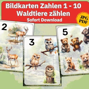 Zahlen Karten 1-10 zählen lernen Kinder Lernspielzeug, Bildkarten Kinder Zahlen lernen, Zahlen Montessori Lernkarten Zahlen Tiere Lernspiele