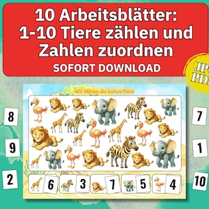 Mathematik Montessori zählen Fingerzähler Wimmelbilder Suchbilder Arbeitsblatt Kinder Montessori Zuordnungsspiel deutsch Mathe Lernblätter