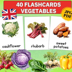 vegetables watercolor flashcards for kids, montessori homeschool flash cards for kids, vegetable flashcard nomenclature cards and gifts pdf