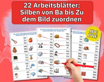 Syllable reading Montessori worksheets, initial sounds, preschool exercises, elementary school materials, preschool tasks, learning letters, worksheets (PDF)