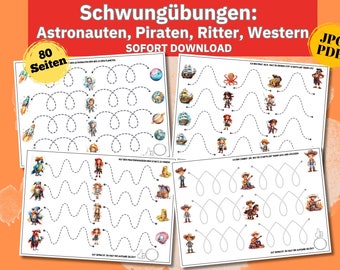 Swing exercises, worksheets, learn to write, line drawing, zigzag tracing, Montessori learning material, preschool kindergarten
