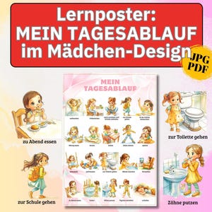 Tagesplan Routine Kinder Poster Montessori Deko Kinderzimmer Deko Kinder, Routine Plan Kind Kita Start, Kleinkind Tagesplan morgens mittags
