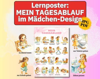 Tagesplan Routine Kinder Poster Montessori Deko Kinderzimmer Deko Kinder, Routine Plan Kind Kita Start, Kleinkind Tagesplan morgens mittags