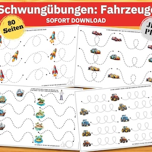 Ejercicios de columpio vehículos hojas de trabajo preescolar niños inscripción escolar regalo niños, niños escuela jardín de infantes regalo de despedida descargar