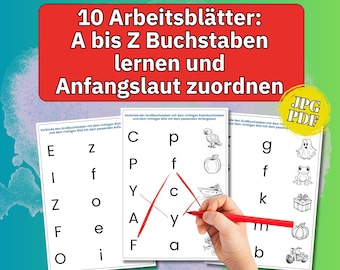 Alphabet for children, ABC learning, kindergarten, uppercase letters, lowercase letters, school preparation, kindergarten initial sounds, worksheets, letters (PDF)