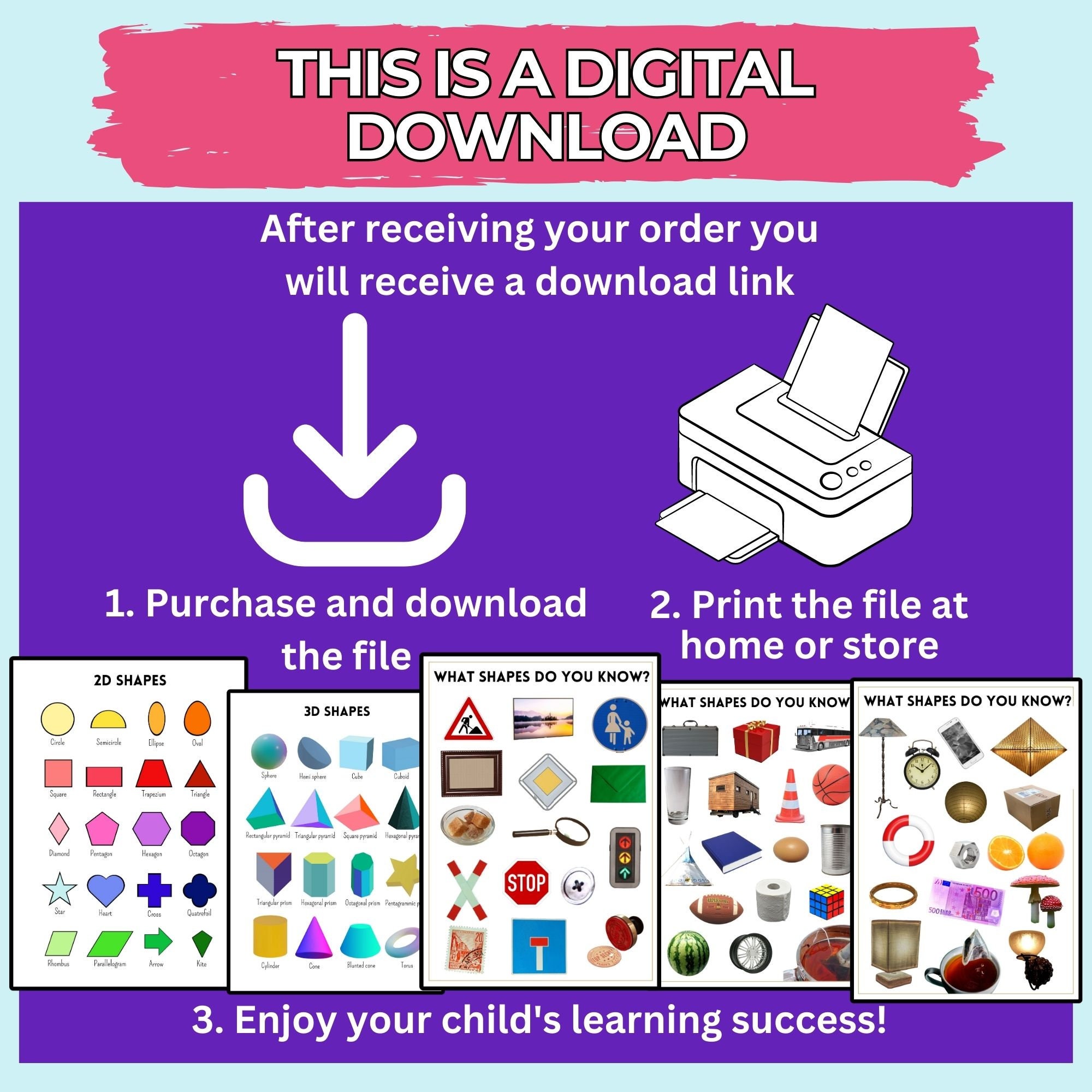 2D and 3D Shape Posters Shapes Educational Poster Montessori Homeschool ...