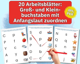 Preschool learning sheets for children, ABC worksheets, initial sounds, preschool letter learning in German, tracing, practicing letters (PDF)