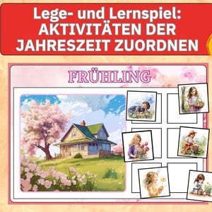 Legespiel 4 jahreszeiten bilder Kinder Spiele Montessori Material,  Zuordnungsspiel Jahreszeitenbild, Sortierspiel Kinder Spiele, Legespiel