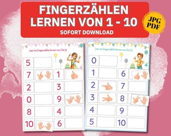 Finger counter cards, number counting hands, sorting game, Montessori math learning game, counting cards, preschool games, children's games, kindergarten