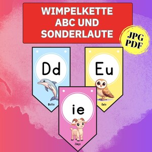Learning the alphabet, pennant chains, hanging letters, alphabet for children, ABC chain, first day of school, letters, Montessori learning material, learning sounds