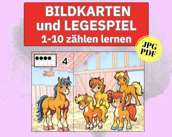 Learning to count picture cards Kindergarten Montessori Numbers and quantity understanding Numbers cards Children Mathematics Preschool Daycare Counting to 10