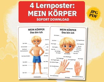 Human body poster for children, my body poster anatomy model, body parts for kindergarten, learning material Montessori body shapes pdf