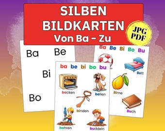 Syllables, Initial Sounds, Flashcards, Letters, Syllable Cards, Children's Letter Learning Cards, ABC Cards, Picture Cards, Kindergarten Ideas, First Words Flashcards