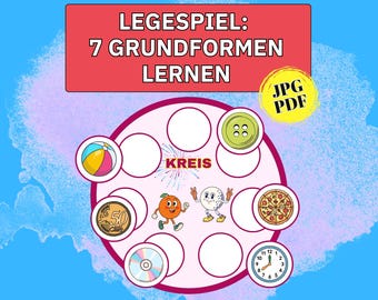 Sorting geometric shapes, shape sorting game, Montessori building blocks, children's activity, PDF, German, matching game