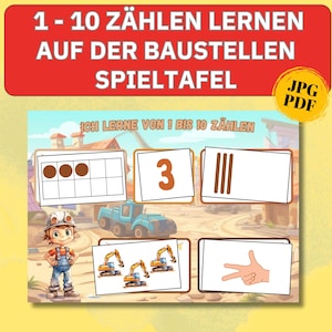 Matching game Montessori math games Montessori from 3, practicing numbers preschool games German, worksheet numbers and quantities learning folder