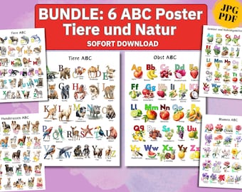 Abc Poster Animals Alphabet for Children Poster Learning Letters, Letters Montessori abc learning, Alphabet Animals Poster, Letter Poster abc