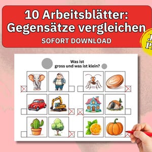 Vorschule groß und klein Lernspiel Kinder Homeschooling Kindergarten lernen Montessori spielerisch lernen Lernmaterial Arbeitsblätter pdf
