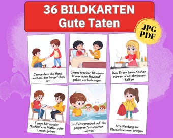 Good Deeds Cards, Daycare, Child Rearing, Mindfulness Cards, Values Picture Cards, Kindergarten, Montessori Learning Materials, Children's Self-Esteem Cards (PDF)